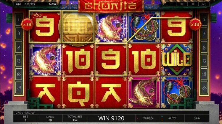 Chunjie slot Endorphina big win x38