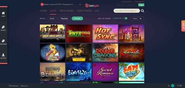 Betspin casino review spelaanbod