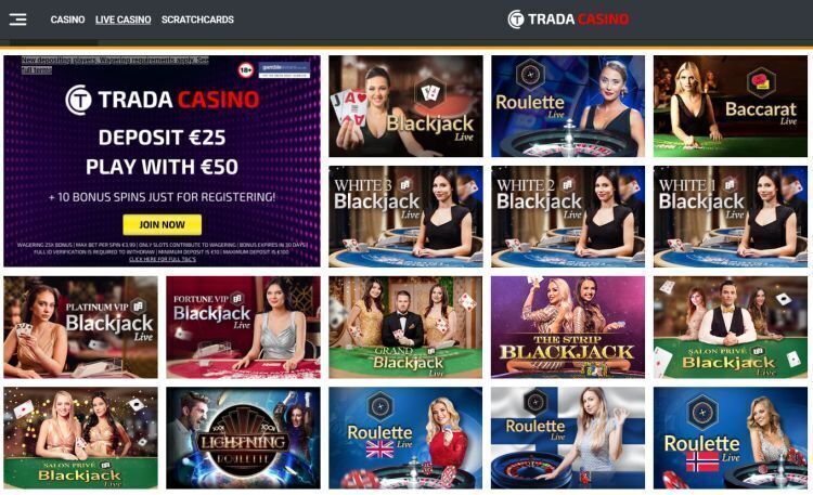 Tradacasino review spelaanbod live casino