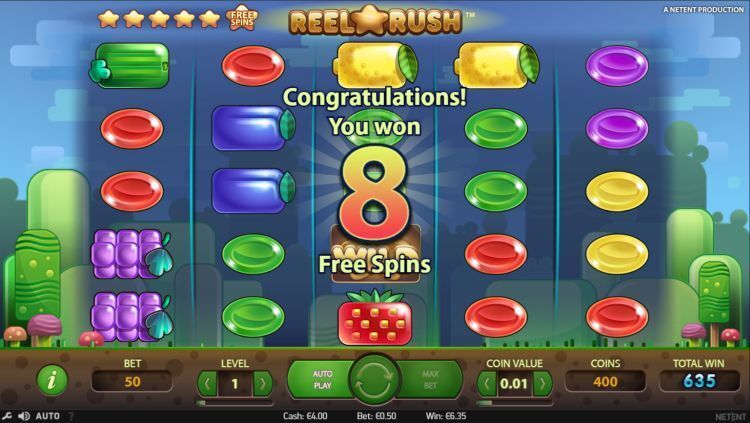 Reel Rush Netent bonus trigger