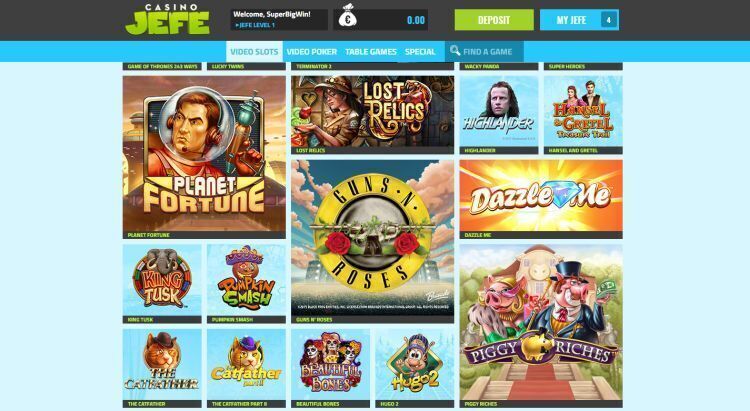 CasinoJefe review spelaanbod