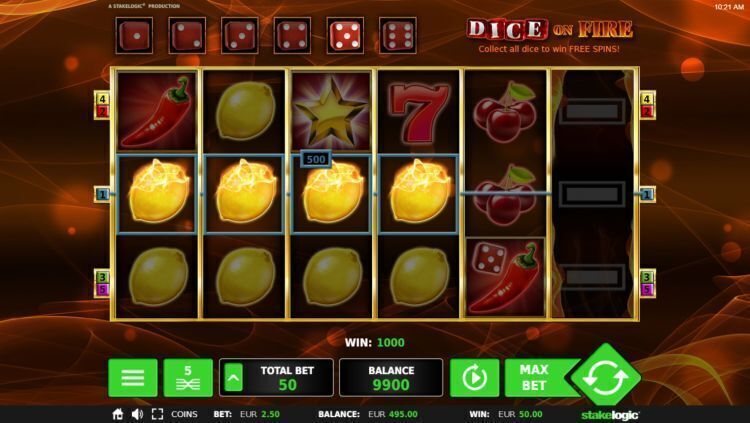 dice on fire gokkast review stakelogic