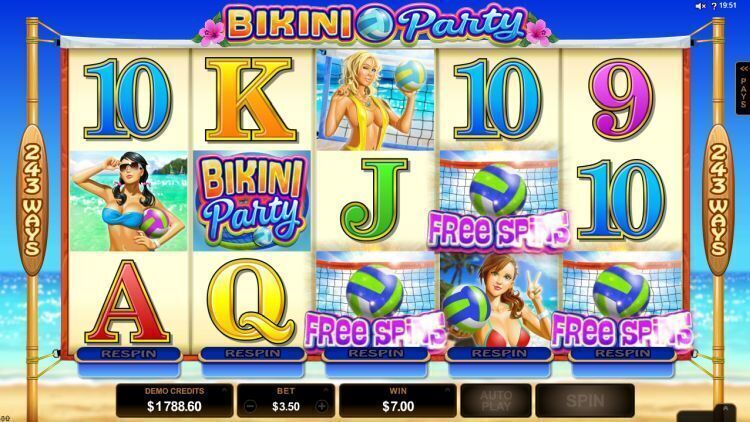 bikini-party gokkast review Microgaming free spins trigger