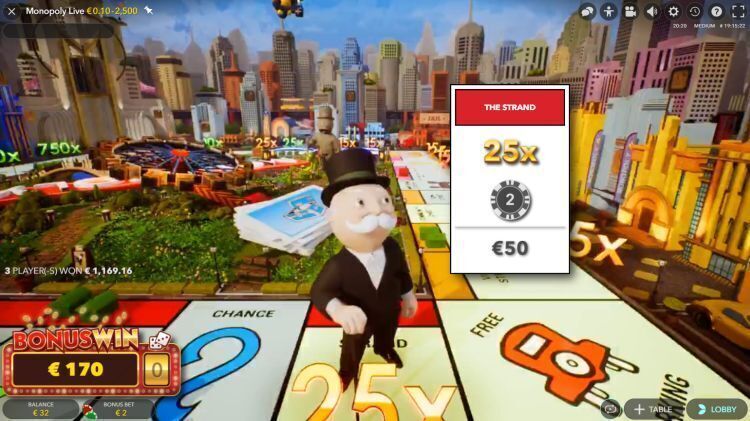 Monopoly Live evolution gaming bonus win