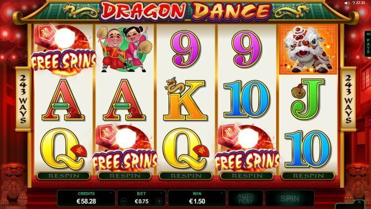 dragon-dance gokkast review microgaming free spins trigger