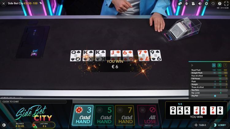 Side Bet City Evolution Gaming review win