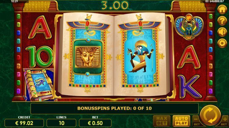 Book of Pharao win amatic slot bonus trigger
