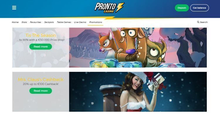 Pronto Casino review promoties