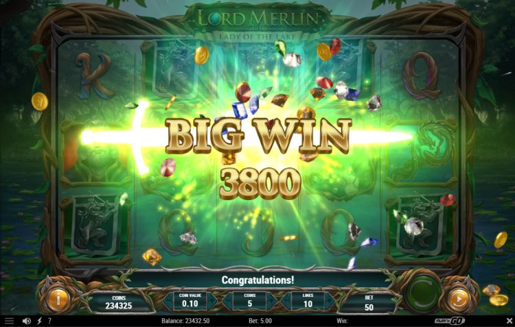 Lord Merlin and the lady of the Lake slot big win play n go