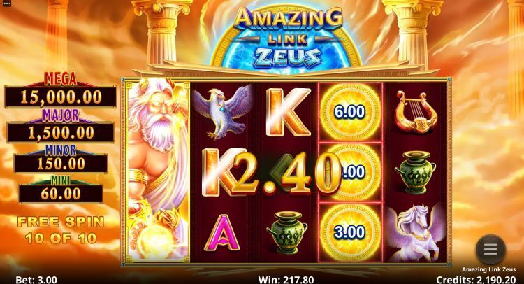 Amazing Link Zeus slot bonus free spins