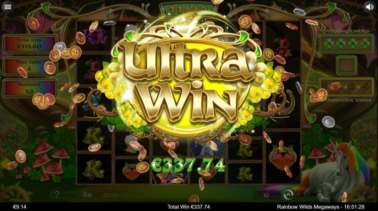 Rainbow Wilds Megaways slot free spins ultra win