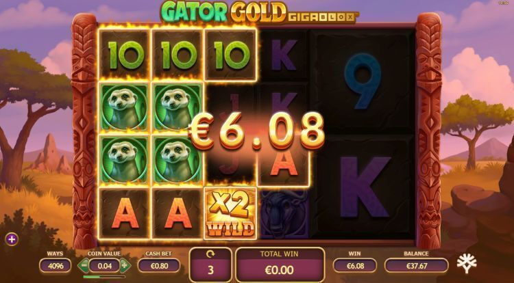 Gator Gold Gigablox slot free spins win