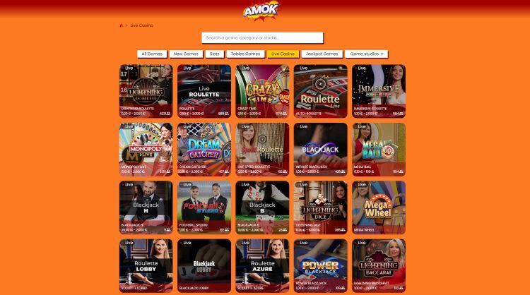 Amok Casino review live casino