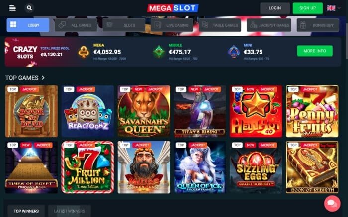 Megaslot casino lobby