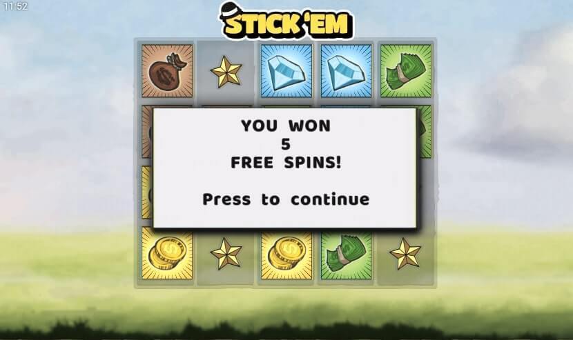 Stick'em gratis spins feature