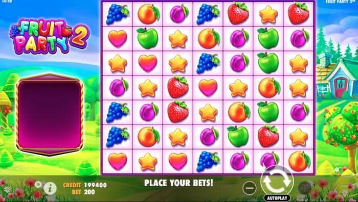 Beginscherm van de slot Fruit Party 2