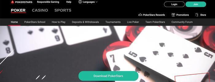 Homepage van Pokerstars
