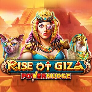 Het logo van de slot Rise of Giza PowerNudge