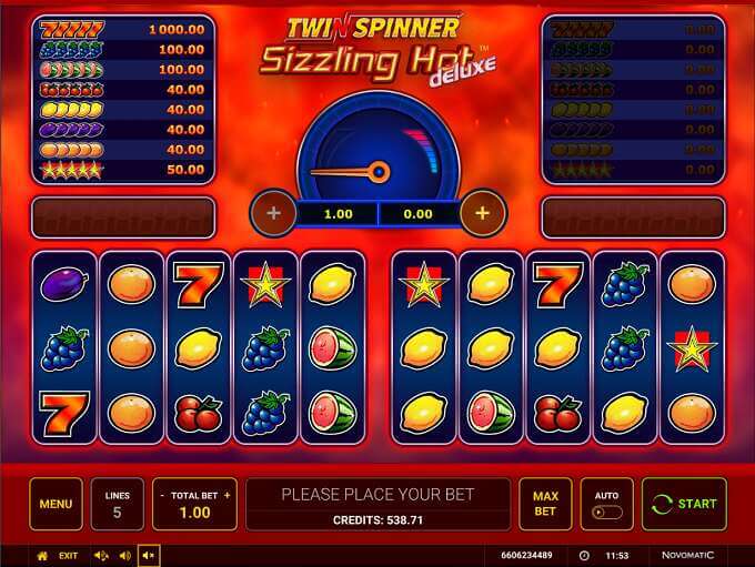 Fruitautomaat Twin Spinner Sizzling Hot deluxe