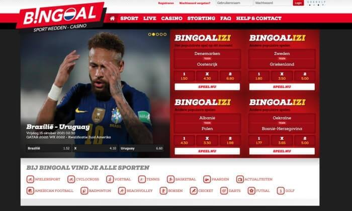 Homepage van Casino Bingoal Nederland