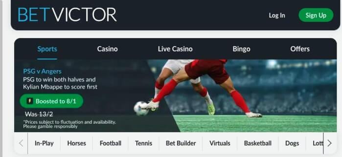 BetVictor Online Casino Homepage