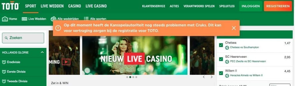 Toto Nederland homepage