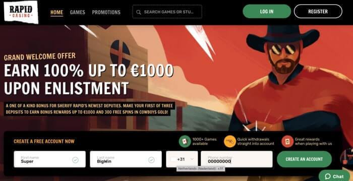 Rapid Casino Homepage