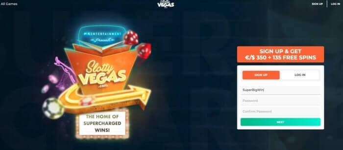 Slottyvegas Casino Homepage