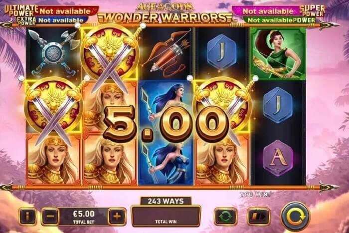 screenshot age of the gods: wonder warriors 5 euro winst