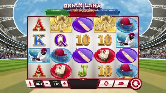 screenshot van Brian Lara Sporting Legends slot met 2 wilds