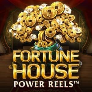fortune house power reels slot logo met gouden letters en munten