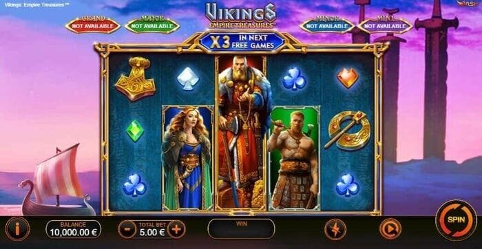 screenshot van Vikings:Empire Treasures slot met 3 expanded wilds