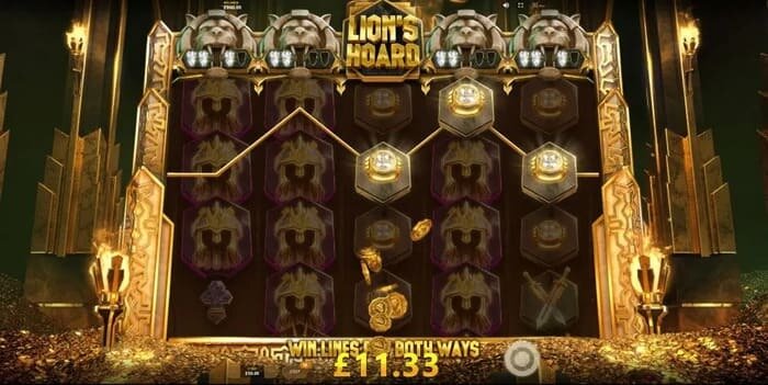 screenshot of lions hoard slot van red tiger gaming