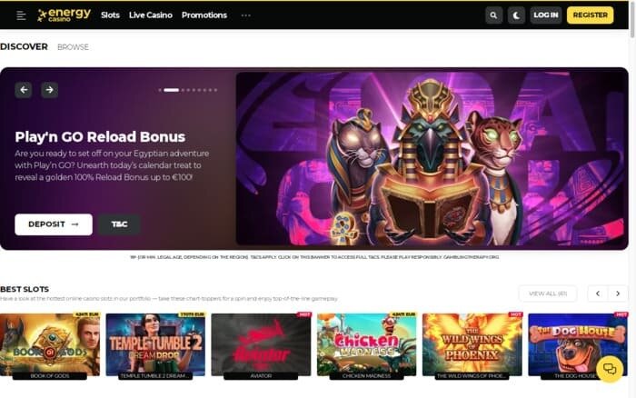 energy casino review - homepage