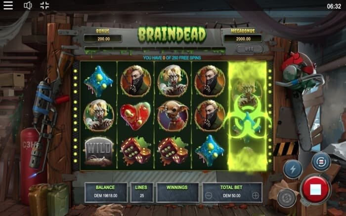 screenshot van braindead slot van Mancala Gaming