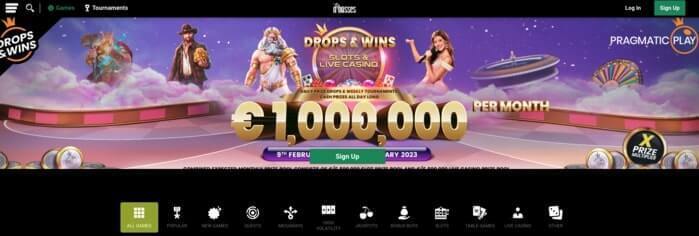 De homepage van dbosses online casino