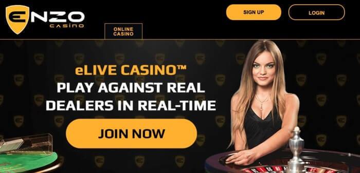 De Homepage van Enzo Casino