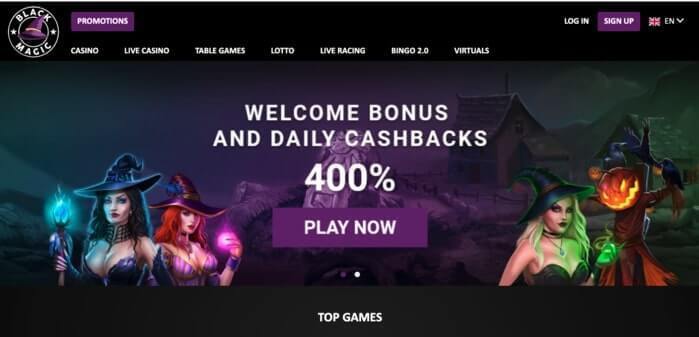 Black Magic Casino Homepage