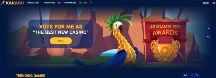 Homepage van Casino Kakadu