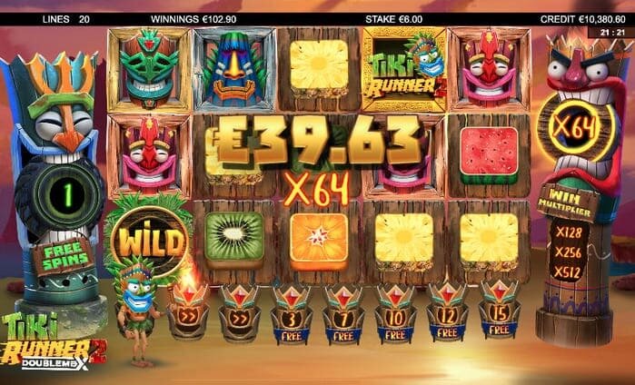 screenshot van de free spins in tiki runner 2 doublemax