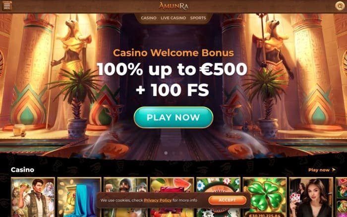 Amunra Casino Homepage 