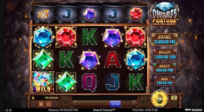Gameplay screenshot van Dwarf's Fortune Hold the Jackpot slot van Wazdan
