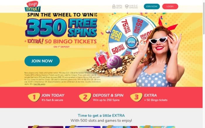 extra bingo homepage