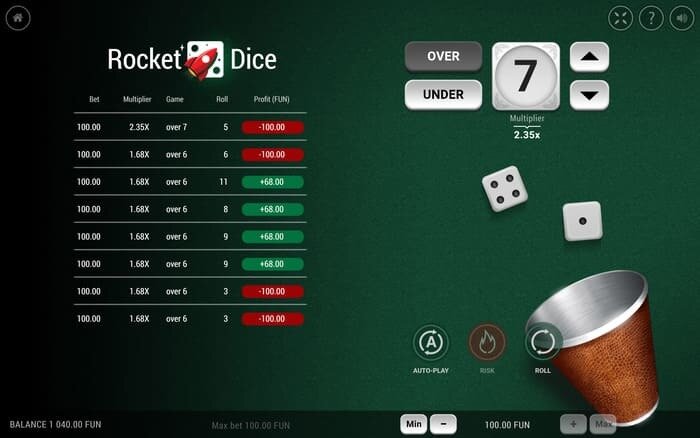 screenshot van het spel Rocket Dice van Bgaming