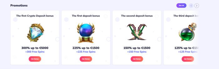 Verschillende soorten bonussen van CasiWave casino