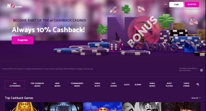 No Bonus Casino homepage
