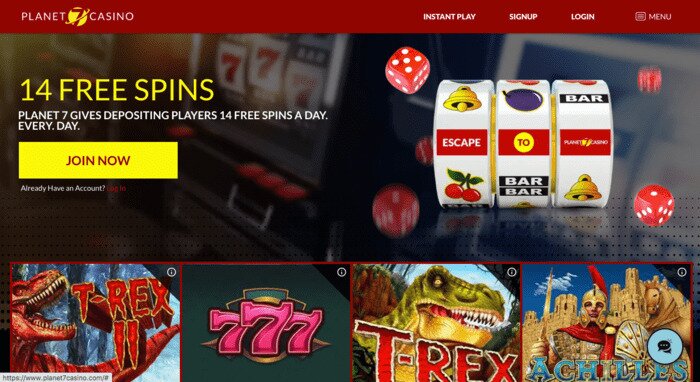 Planet 7 Casino Homepage