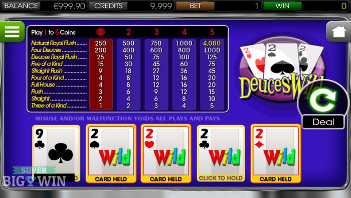 deuces wild video poker 