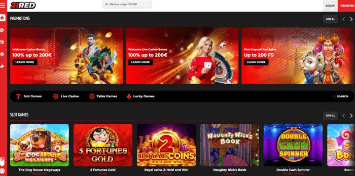 21red Online casino website