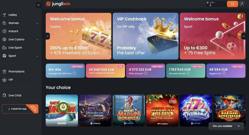 Jungliwin Online casino homepage
